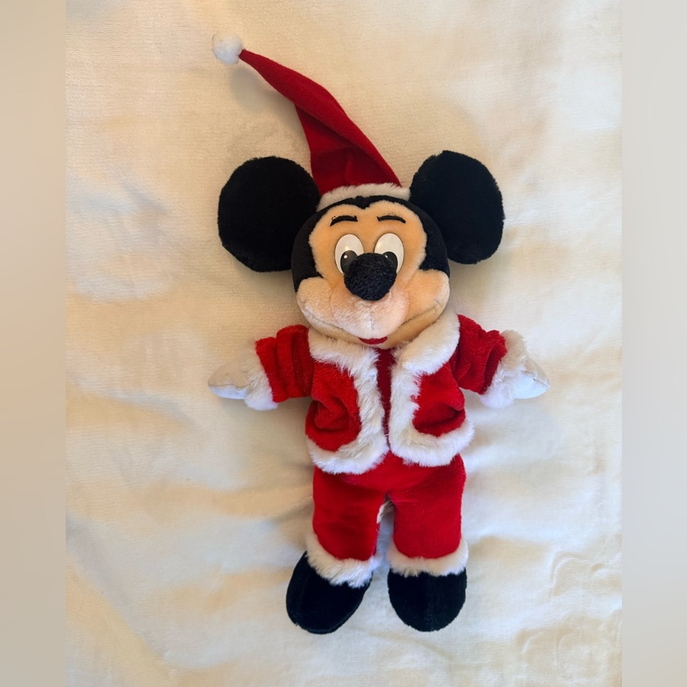 Vintage Disneyland Walt Disney World Santa Mickey Mouse 14" Plush‎ Toy